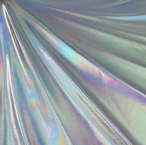 Hologram Metallic Foil Spandex Knit Fabric 4-Way Stretch, 60" Inch Wide | Silver Iridescent - FabricLA.com