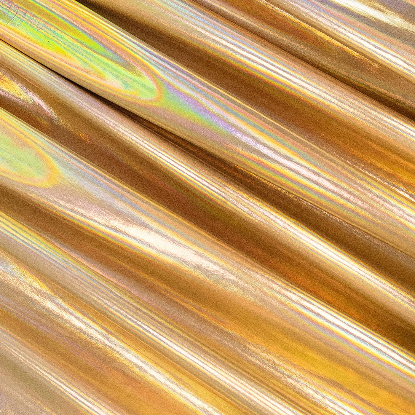 Hologram Metallic Foil Spandex Knit Fabric 4-Way Stretch, 60" Inch Wide | Gold Iridescent - FabricLA.com