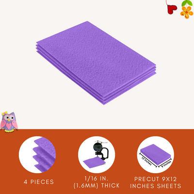 Acrylic Felt 9"X12" Sheet Packs | Lavender - FabricLA.com