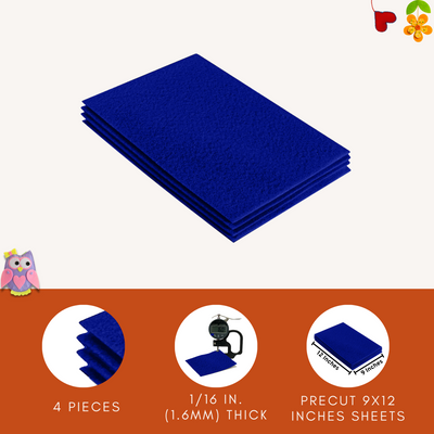 Acrylic Felt 9"X12" Sheet Packs | Royal Blue - FabricLA.com