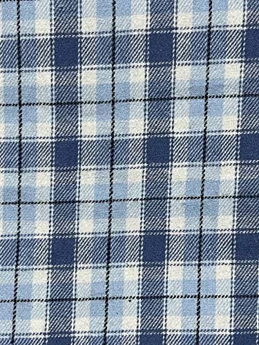 FabricLA | 100% Cotton Flannel Tartan Fabric | 60 inches Wide | Sold By The Yard | Blanket, Pillowcases, Quilting, Sewing, PJ, Shirt, Cloth | 15 | Blue Flannel Plaid - FabricLA.com