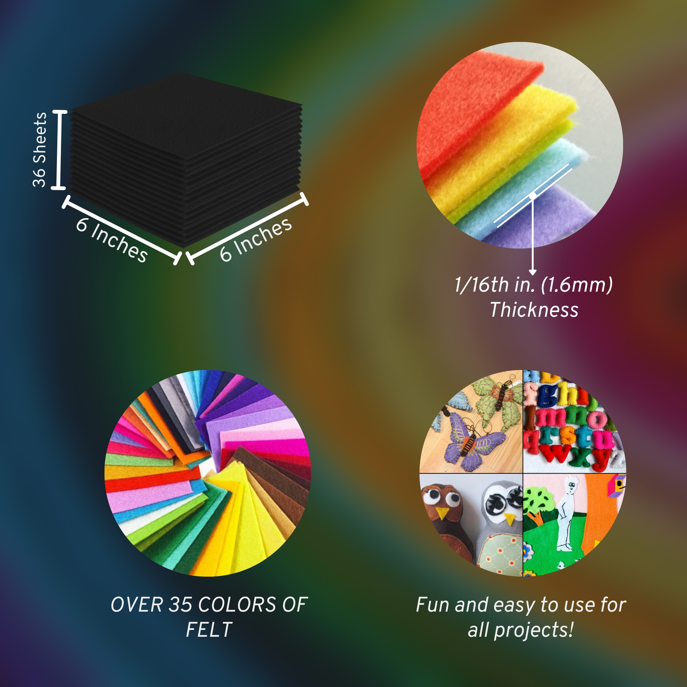 Acrylic Felt Craft Sheet Packs | Black A28 - FabricLA.com