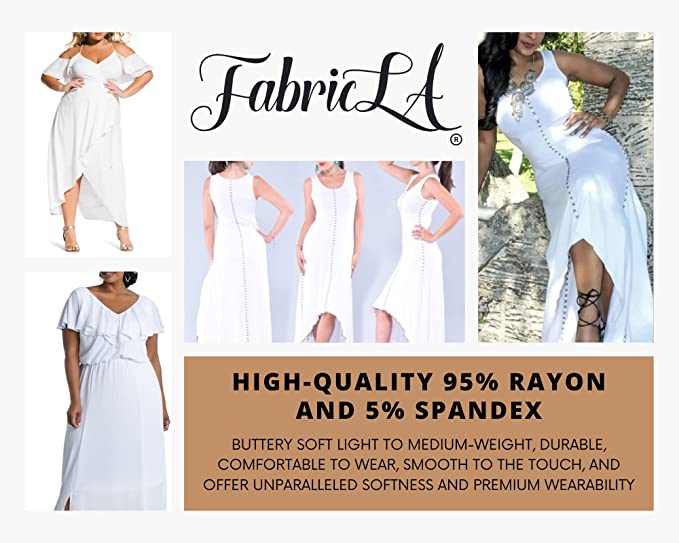 FabricLA Rayon Jersey Spandex - 4 Way Stretch Fabric Rayon Spandex| 240GSM 60 inches Wide | White - FabricLA.com