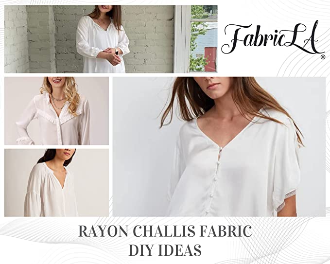 FabricLa Rayon Challis Fabric | White - FabricLA.com