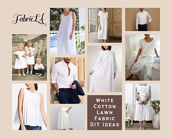 FabricLA 100% Cotton Lawn Fabric | White - FabricLA.com
