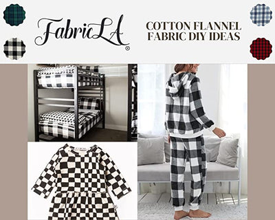 FabricLA | 100% Cotton Flannel Tartan Fabric | 60 inches Wide | Sold By The Yard | Blanket, Pillowcases, Quilting, Sewing, PJ, Shirt, Cloth | 23 | Black & White - FabricLA.com