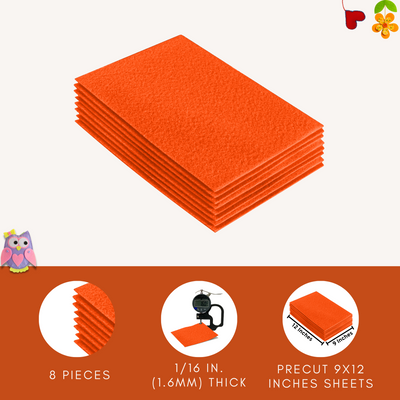 Acrylic Felt 9"X12" Sheet Packs | Light Orange - FabricLA.com