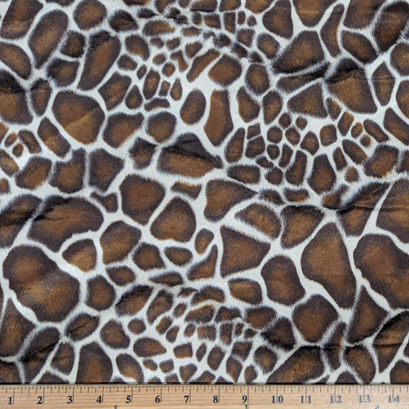 Velboa S-Wave Fabric Short Pile Faux Fur Print - 60" W (Giraffe 2tone, 1 Yard) - FabricLA.com