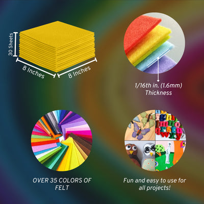 Acrylic Felt Craft Sheet Packs | Yellow A4 - FabricLA.com