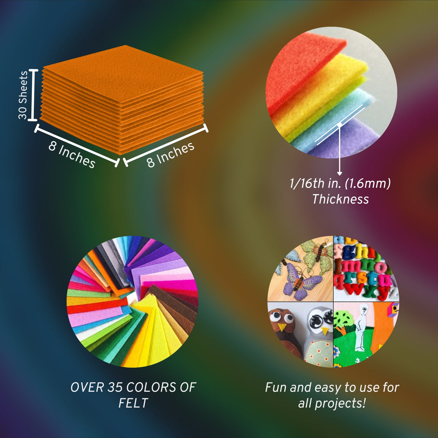 Acrylic Felt Craft Sheet Packs | Mango A3 - FabricLA.com