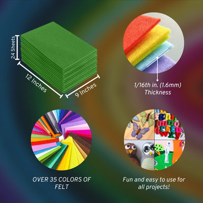 Acrylic Felt Craft Sheet Packs | Green 271 - FabricLA.com