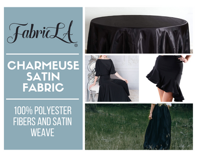 Stretch Satin Silk Charmeuse Fabric | Black - FabricLA.com
