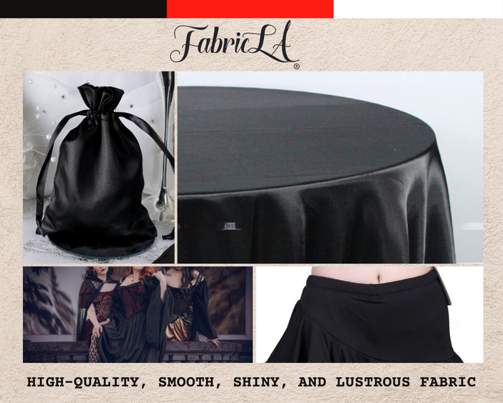 Stretch Satin Silk Charmeuse Fabric | Black - FabricLA.com