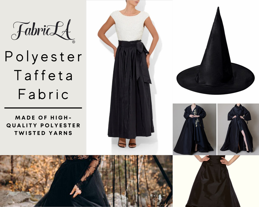 FabricLA Polyester Taffeta 100% Solid Fabric | Black - FabricLA.com