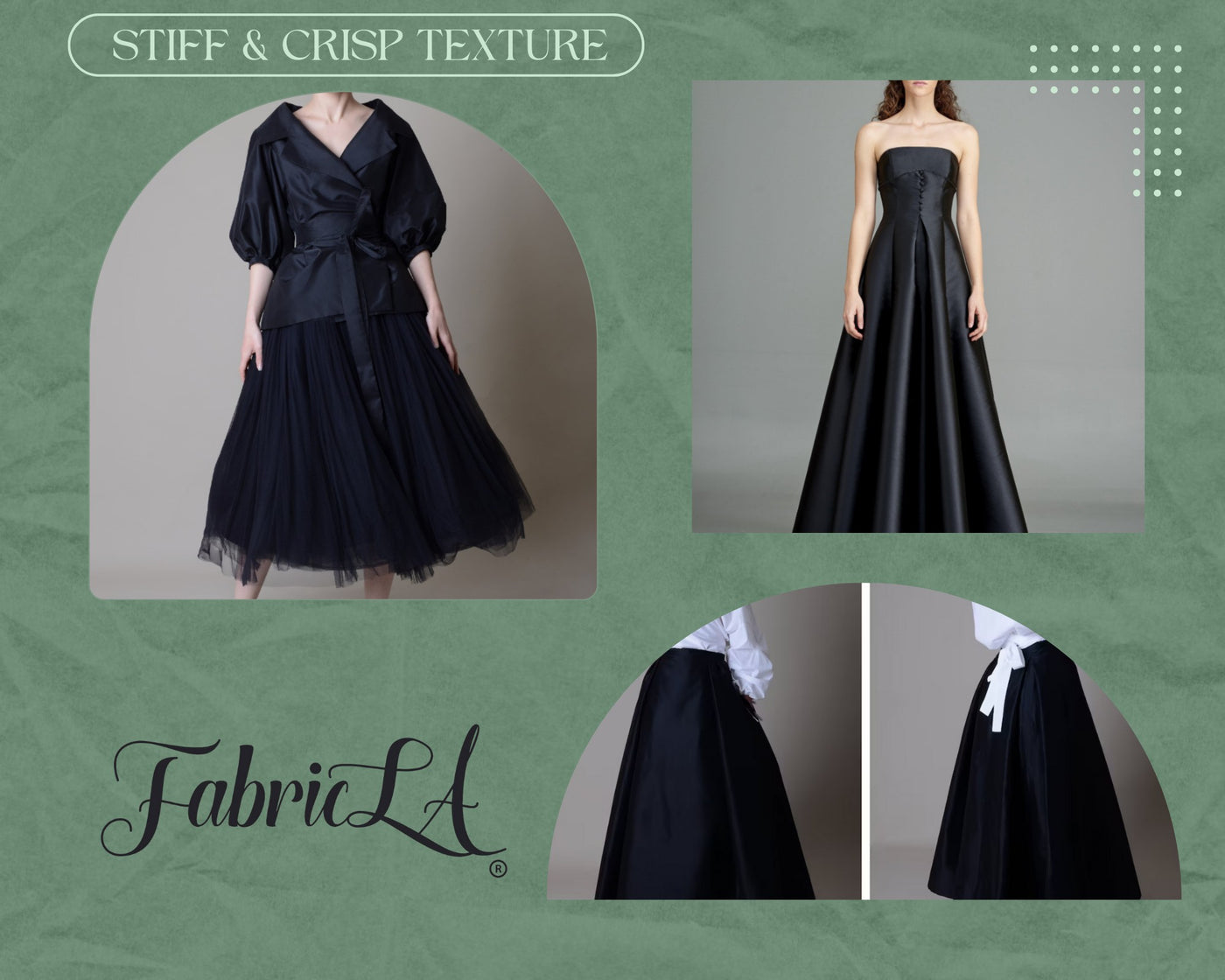 FabricLA Polyester Taffeta 100% Solid Fabric | Black - FabricLA.com