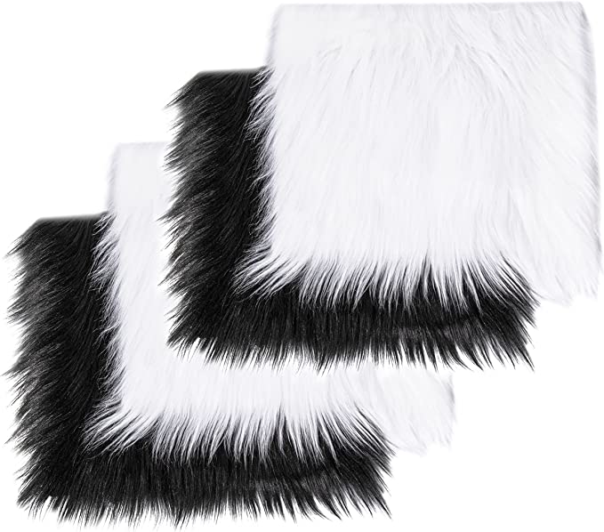 Faux Fur Fabric Squares | 2 White & 2 Black Pack - FabricLA.com