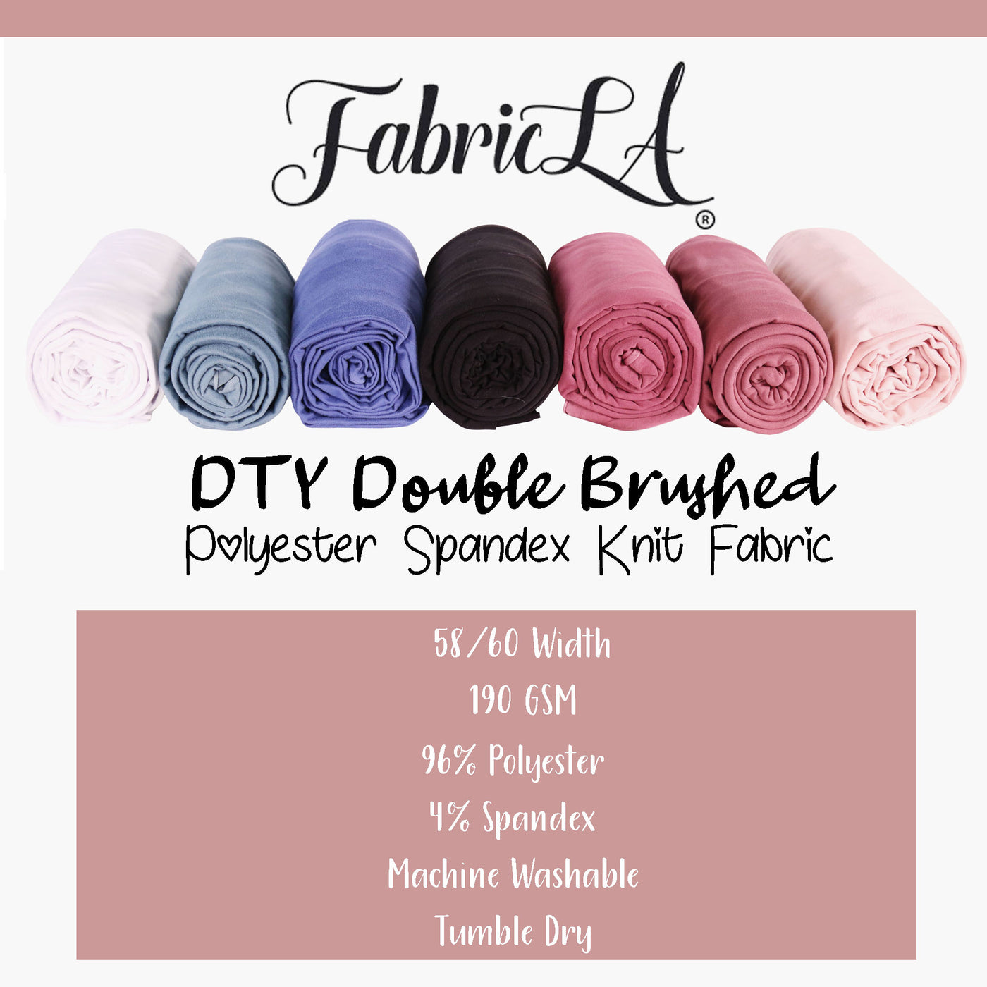 FabricLA | DTY Double Brushed Polyester Spandex Knit Fabric | Sold by the Yard | Shorts, pants, sleeveless blouses, T-shirts | White - FabricLA.com