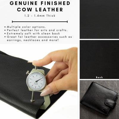 Genuine Leather Tooling and Crafting Sheets | Heavy Duty Full Grain Cowhide (1.2-1.4mm) | Flotter Black - FabricLA.com
