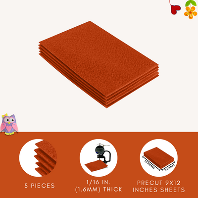 Acrylic Felt 9"X12" Sheet Packs | Orange - FabricLA.com