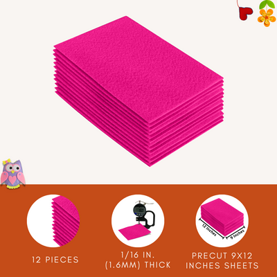 Acrylic Felt 9"X12" Sheet Packs | Neon Pink - FabricLA.com