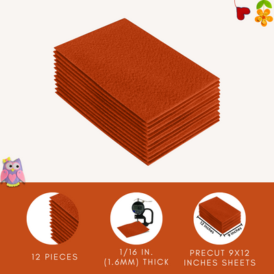 Acrylic Felt 9"X12" Sheet Packs | Orange - FabricLA.com