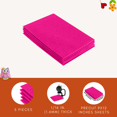 Acrylic Felt 9"X12" Sheet Packs | Neon Pink - FabricLA.com