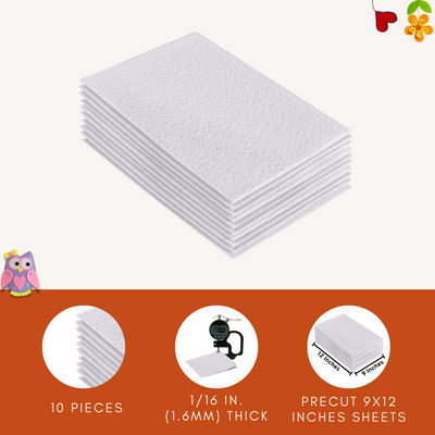 Acrylic Felt 9"X12" Sheet Packs | White - FabricLA.com