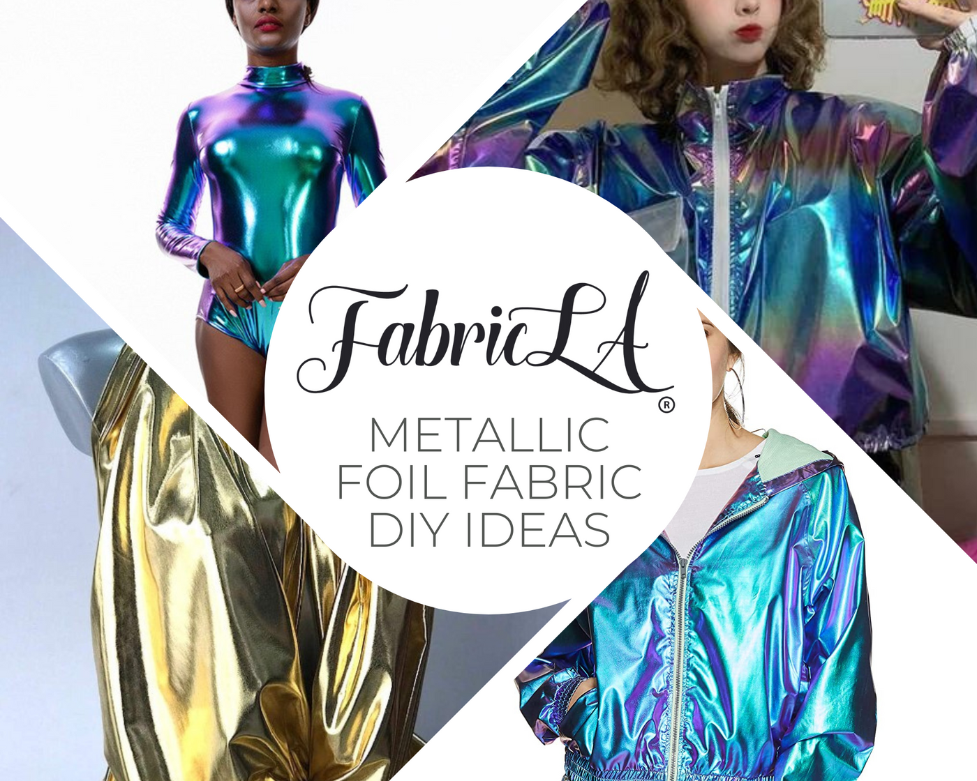 Hologram Metallic Foil Spandex Knit Fabric 4-Way Stretch, 60" Inch Wide| Green/Purple Iridescent - FabricLA.com