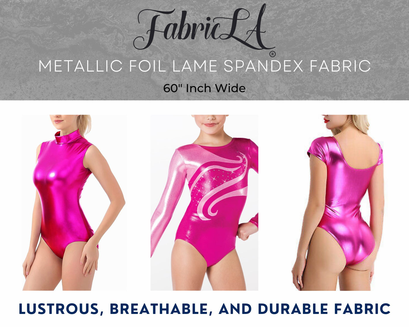 Metallic Lame Foil Spandex Knit Fabric | Fuchsia - FabricLA.com