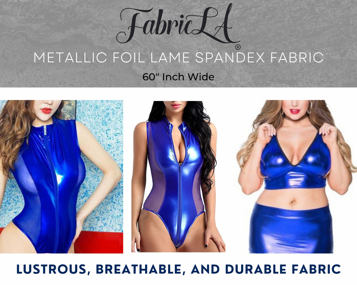Metallic Lame Foil Spandex Knit Fabric | Royal Blue - FabricLA.com