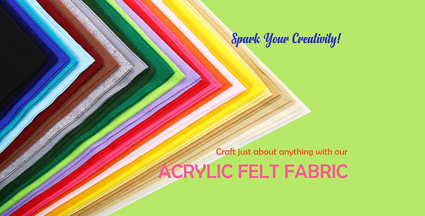 FabricLA 100% Acrylic Felt Fabric - Pre-Cut | 12x12 Inches | 14 Pieces| Multi-Colors - FabricLA.com