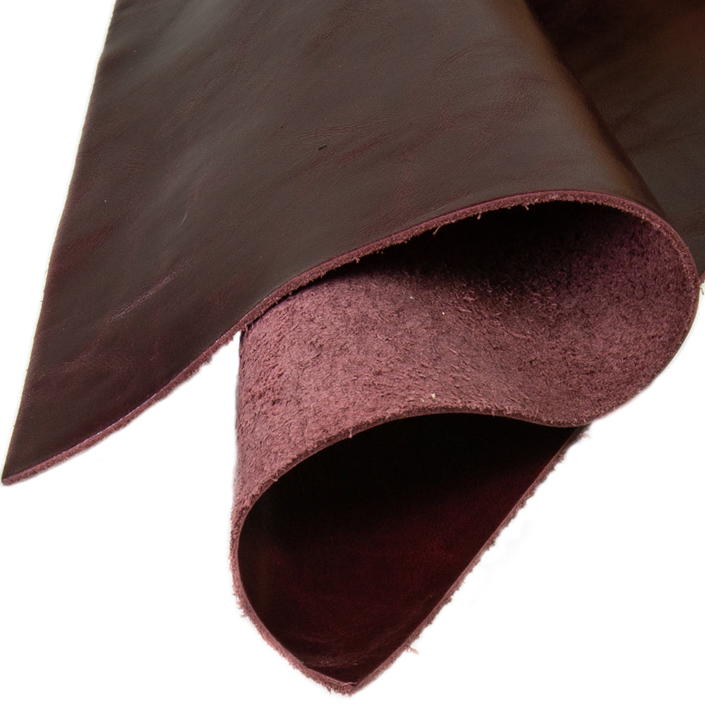 Genuine Leather Tooling and Crafting Sheets | Heavy Duty Full Grain Cowhide (1.1-1.3mm) | Navaro Burgundy - FabricLA.com