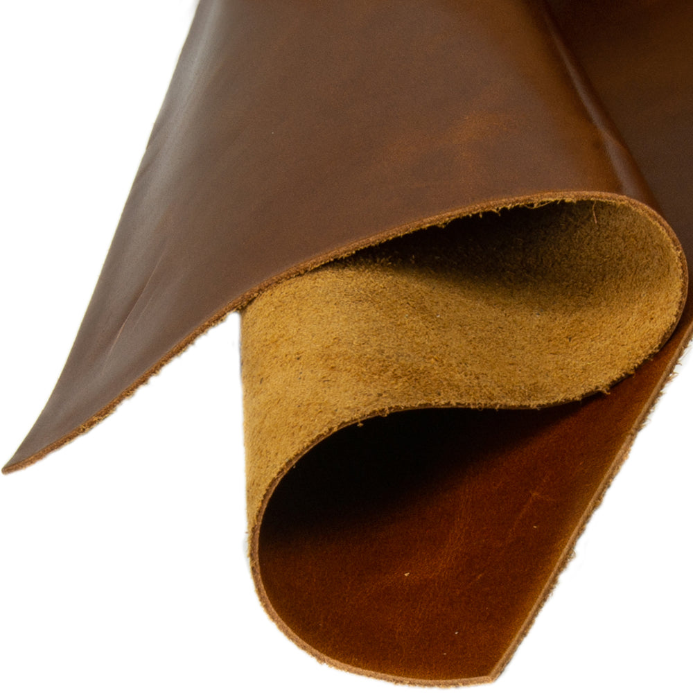 Genuine Leather Tooling and Crafting Sheets | Heavy Duty Full Grain Cowhide (1.1-1.3mm) | Navaro Cognac - FabricLA.com