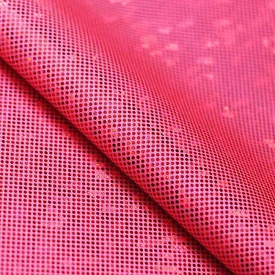 FabricLA Shattered Glass Stretch Hologram Fabric | 4 Way Stretch Fabric | Neon Pink - FabricLA.com