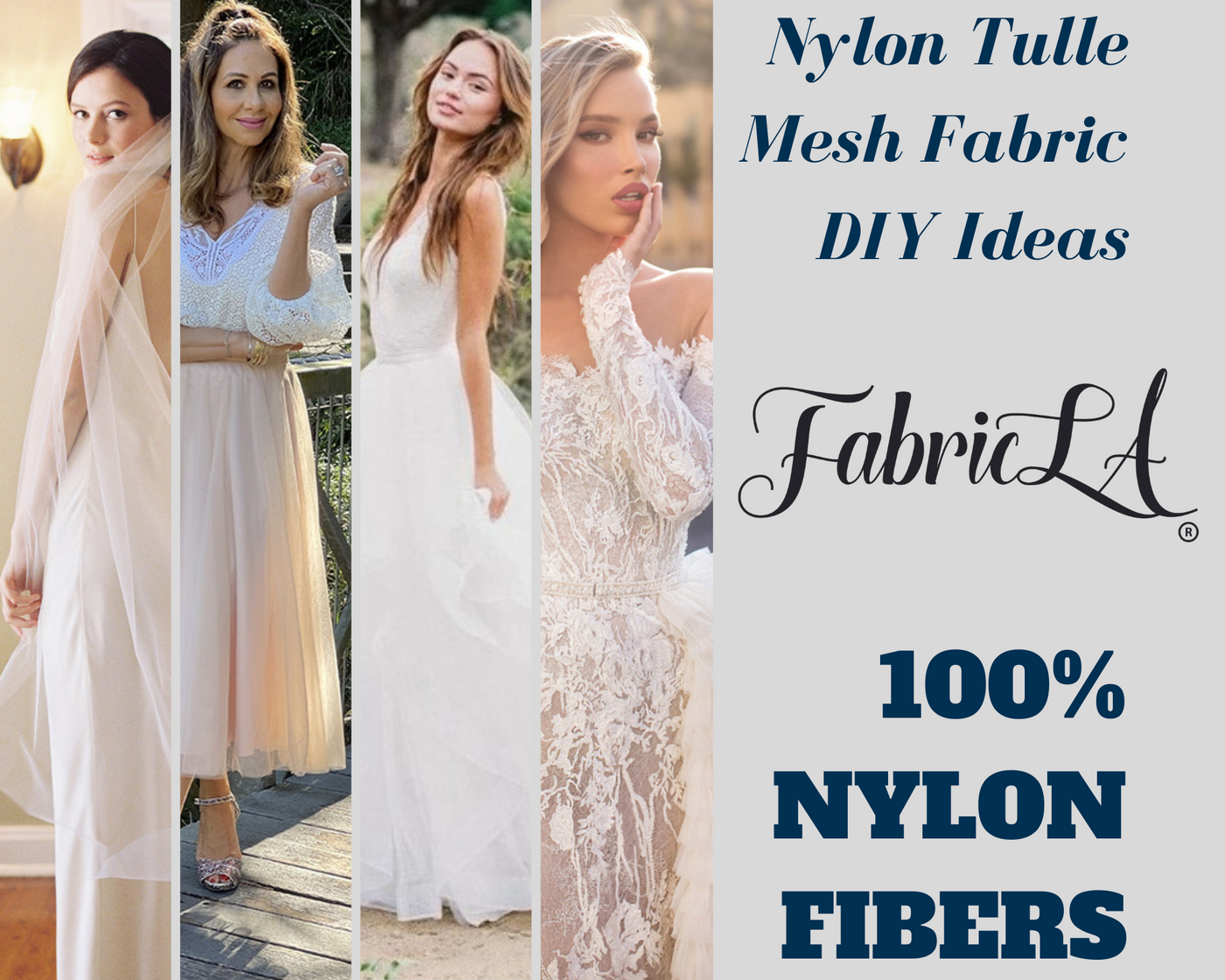 FabricLA Bridal Wedding Tulle Fabric 108" Wide 50 Yard Bolt - Snow White - FabricLA.com