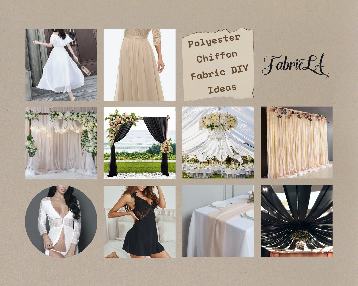 FabricLA Hi Multi Chiffon Fabric | Ivory - FabricLA.com