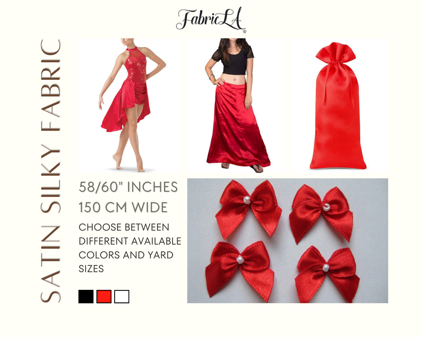 Stretch Satin Silk Charmeuse Fabric | Red - FabricLA.com