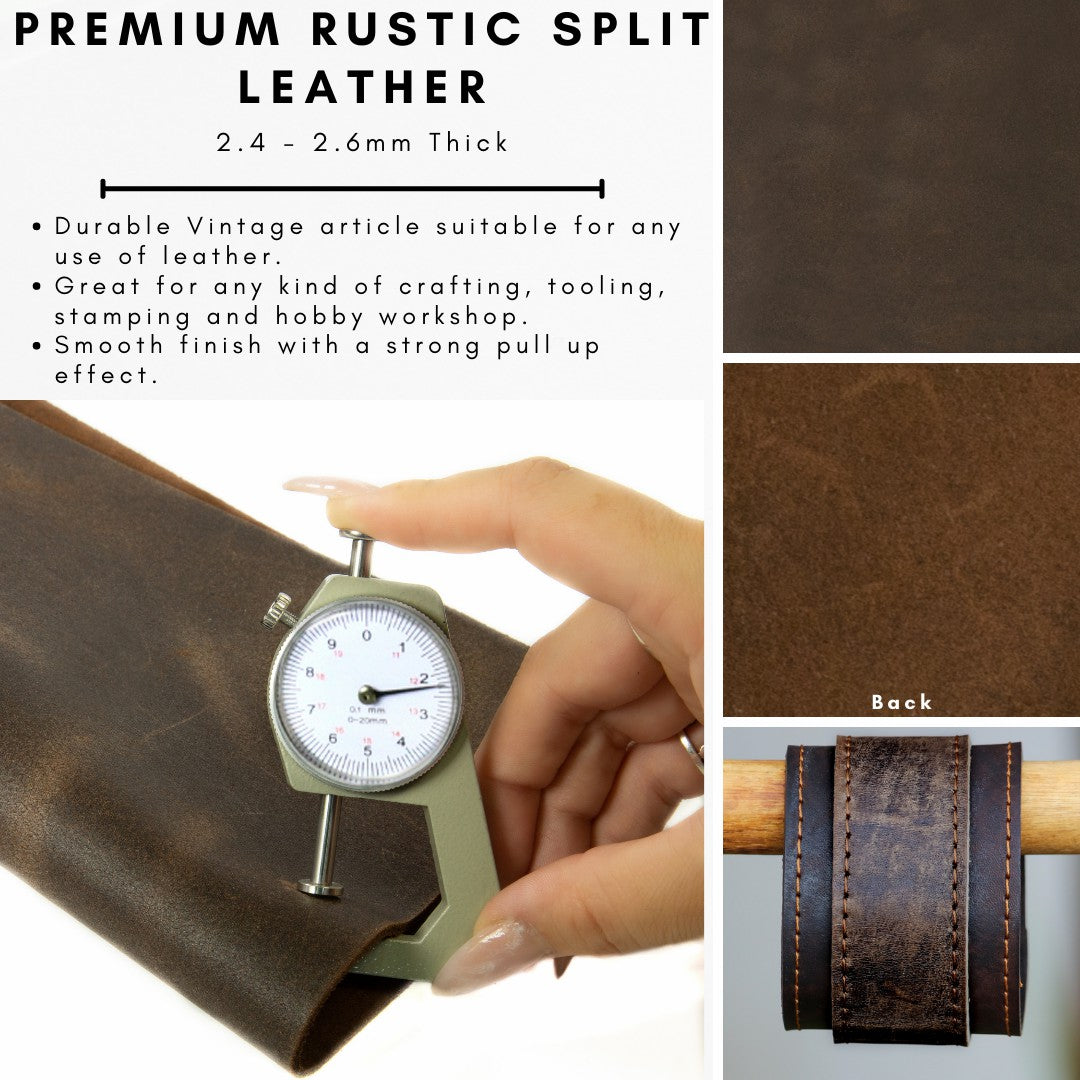 Genuine Leather Tooling and Crafting Sheets | Heavy Duty Full Grain Cowhide (2.4-2.6mm) | Splitting Crazy Brown - FabricLA.com