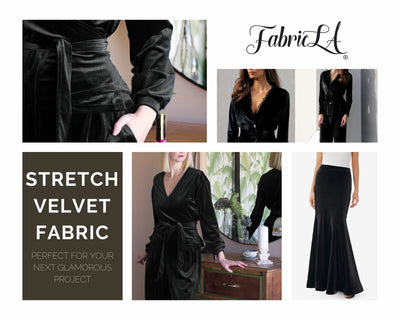 FabricLA | Stretch Velvet Fabric | 90% Polyester 10% Spandex | Black - FabricLA.com