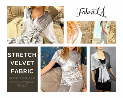 FabricLA | Stretch Velvet Fabric | 90% Polyester 10% Spandex | Silver Grey - FabricLA.com