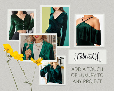 FabricLA | Stretch Velvet Fabric | 90% Polyester 10% Spandex | Hunter Green - FabricLA.com