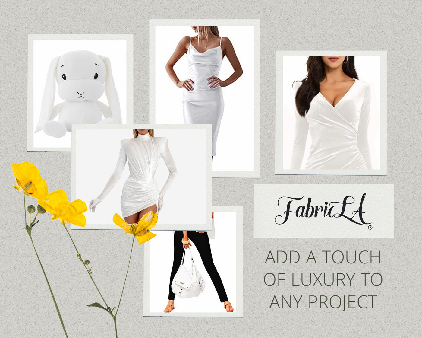 FabricLA | Stretch Velvet Fabric | 90% Polyester 10% Spandex | White - FabricLA.com