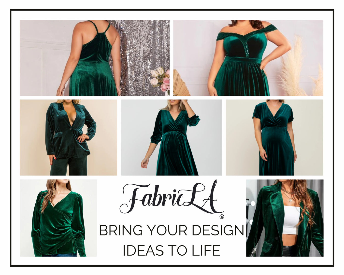 FabricLA | Stretch Velvet Fabric | 90% Polyester 10% Spandex | Hunter Green - FabricLA.com