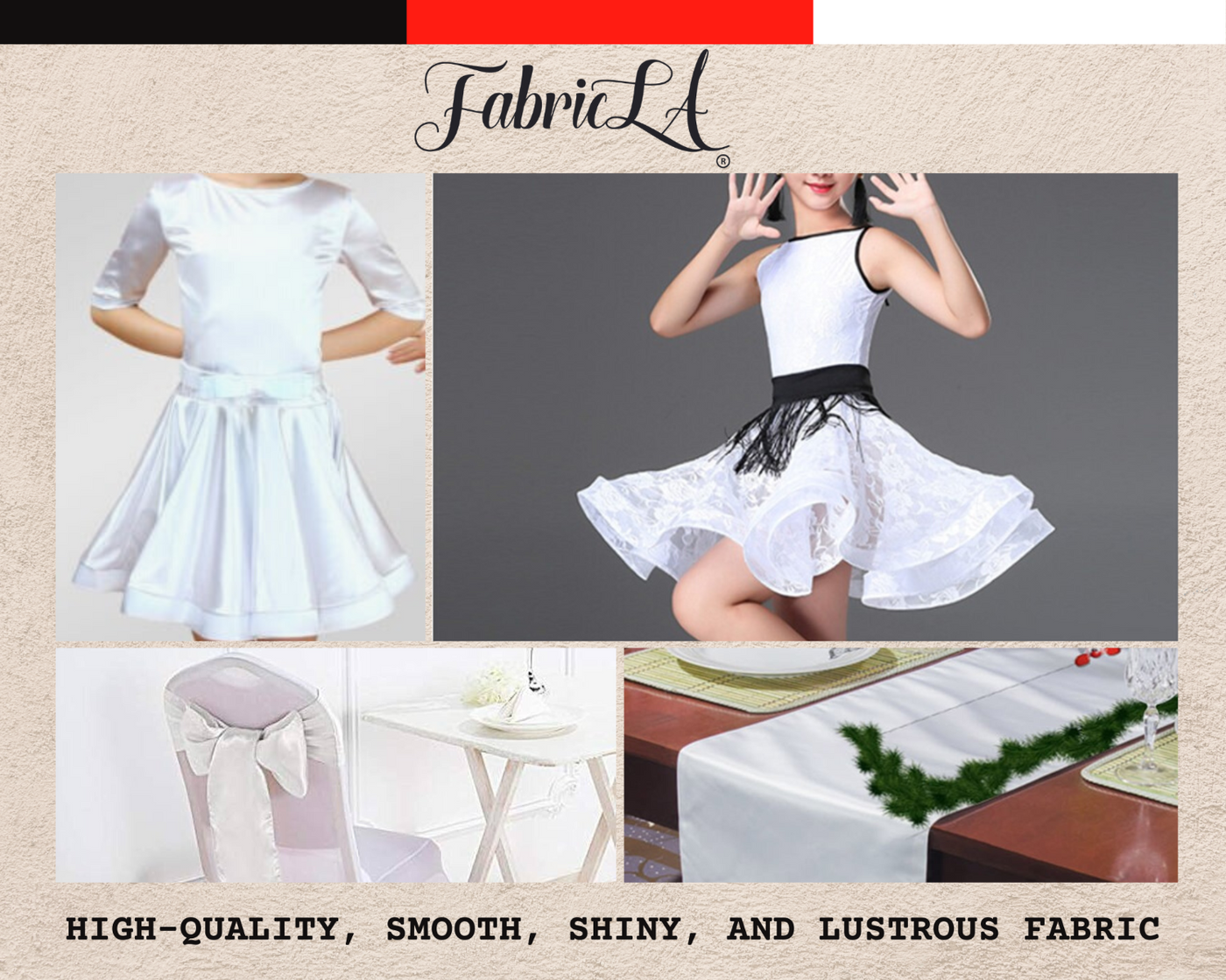 Stretch Satin Silk Charmeuse Fabric | White - FabricLA.com
