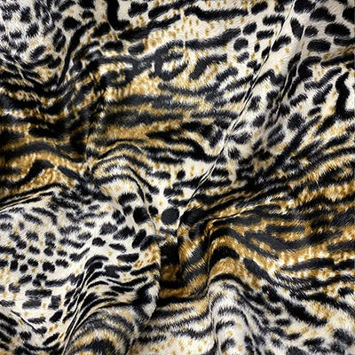 FabricLA Velboa S-Wave Short Pile Faux Print Fabric Material by The Yard | Wild Cat - FabricLA.com