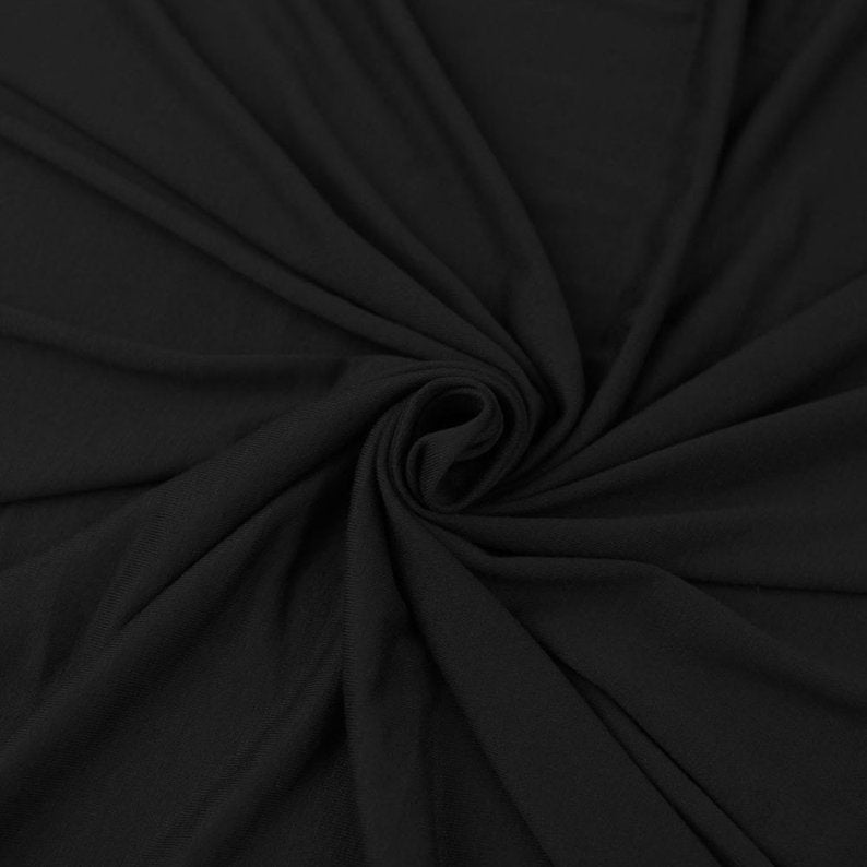 Cotton Lycra Spandex Knit Jersey by the yard -12 oz - Black - FabricLA.com