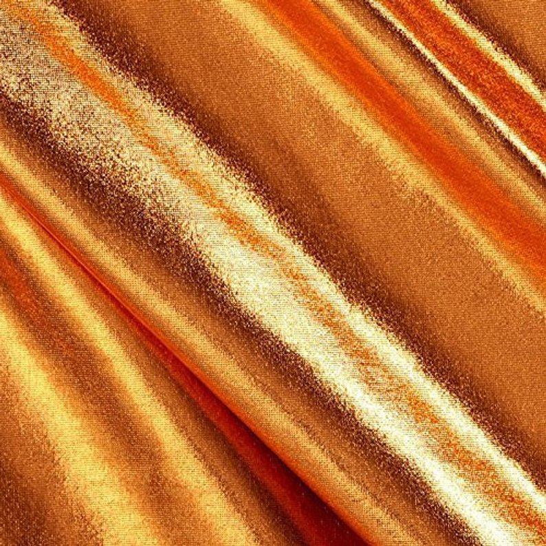 Metallic Foil Spandex Fabric by the yard - Gold (WZ1) - FabricLA.com