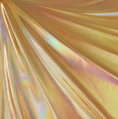 Metallic Foil Spandex Fabric by the yard - Hologram Gold - FabricLA.com